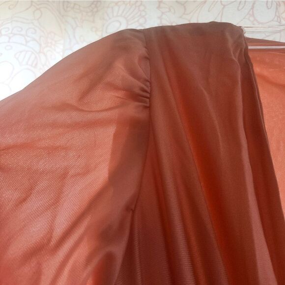 Vintage 50s Pink Satin Robe Puff Sleeve Maxi Waistband Cottagecore Fairy Vday - Picture 9 of 17